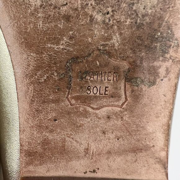 Janie and Jack Size 8 Gold Metallic Bow Ballet Flats Ankle Straps W Buckles - Picture 12 of 14